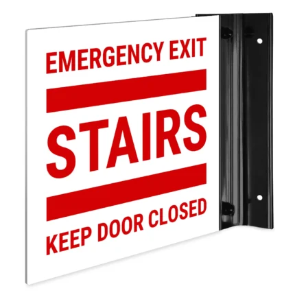 Emergency Exit Stairs Keep Door Closed Projecting Sign