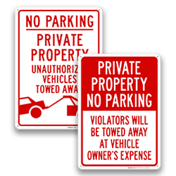 Private Property No Parking Signs