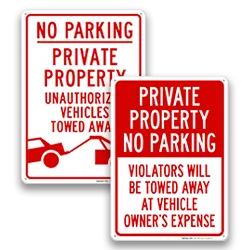 Private Property No Parking Signs