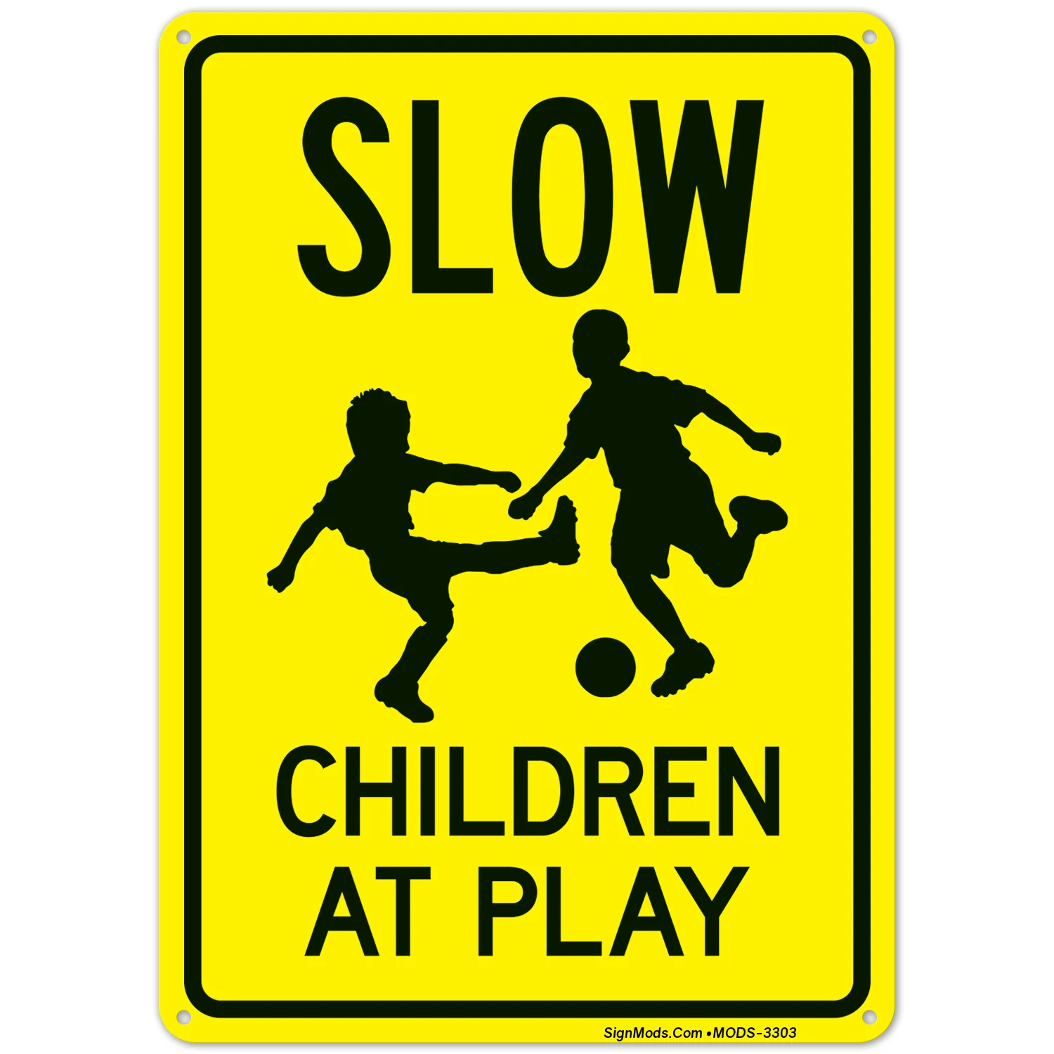 Slow Children At Play Sign With Football Warning Sign Slow Children At Play Sign With Football Warning Sign