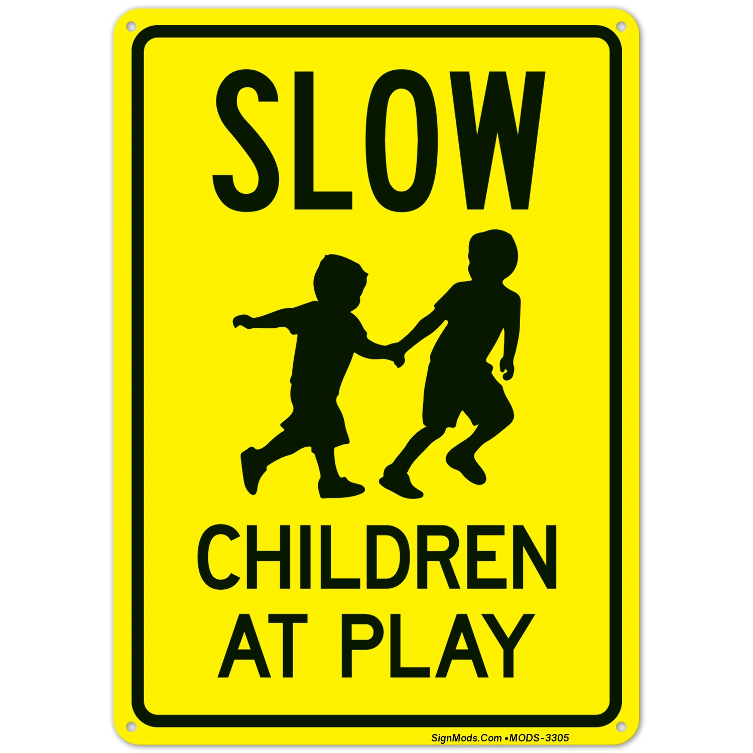 Slow Children At Play With Kids Playing Image Sign Slow Children At Play With Kids Playing Image Sign