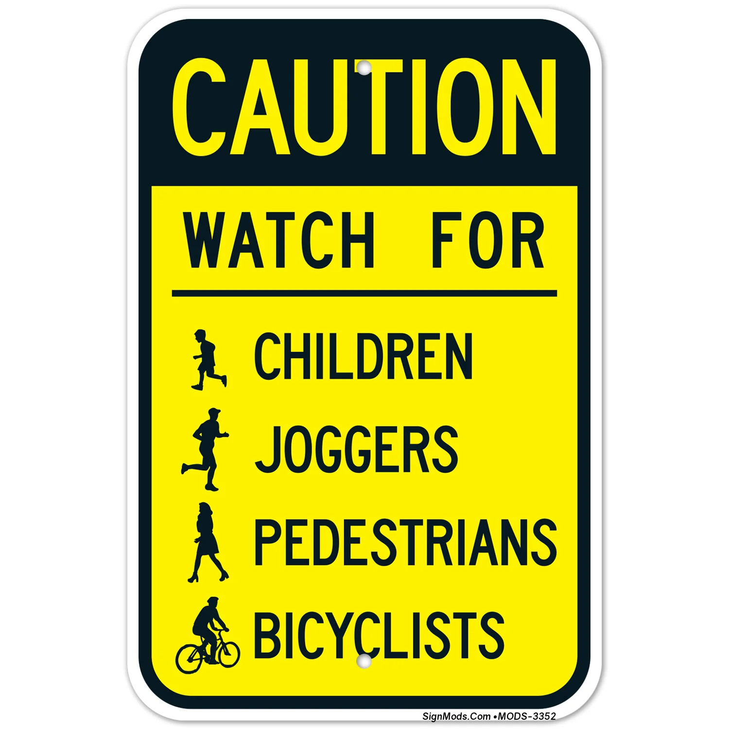 Caution Watch For Children Joggers Pedestrians Bicyclists Sign Caution Watch For Children Joggers Pedestrians Bicyclists Sign