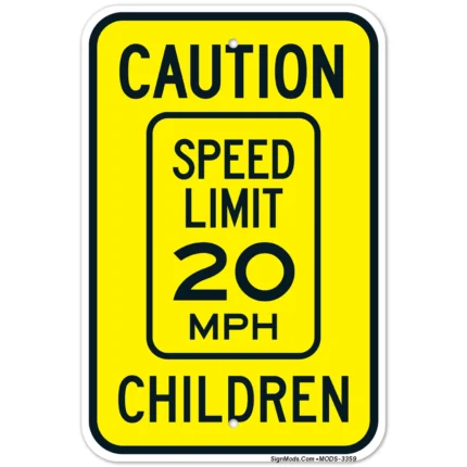Caution Speed Limit 20 MPH Children Sign