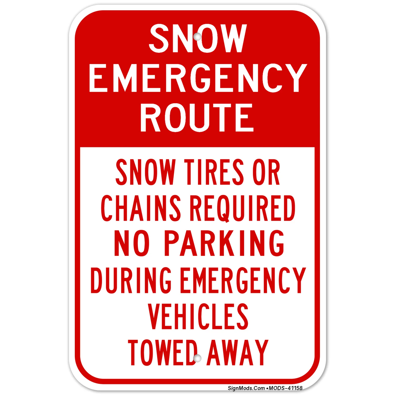 Snow Emergency Route No Parking Red Sign Snow Emergency Route No Parking Red Sign