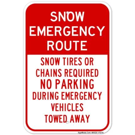 Snow Emergency Route Sign