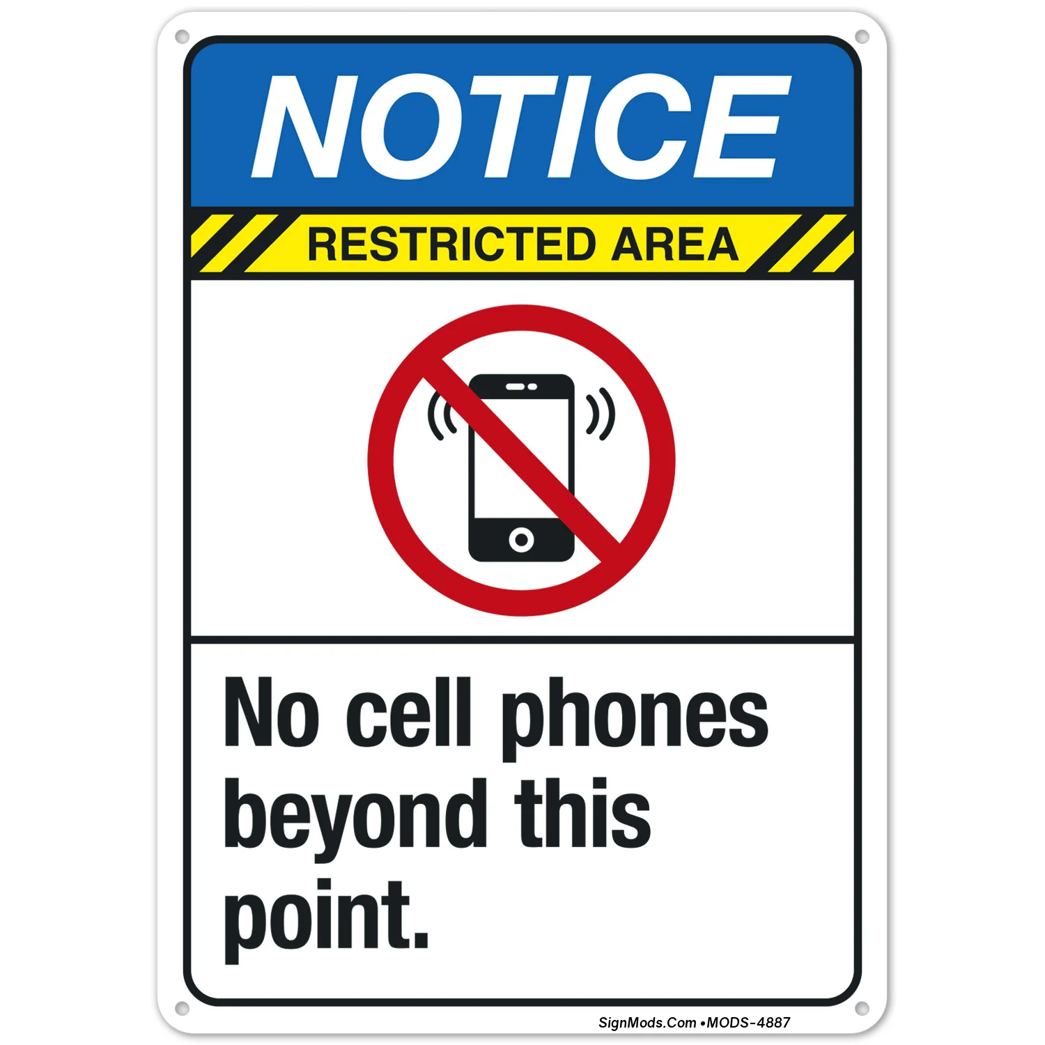 No Cell Phones Beyond This Point Sign No Cell Phones Beyond This Point Sign