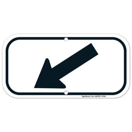 Down Diagonal Black Left Arrow Sign