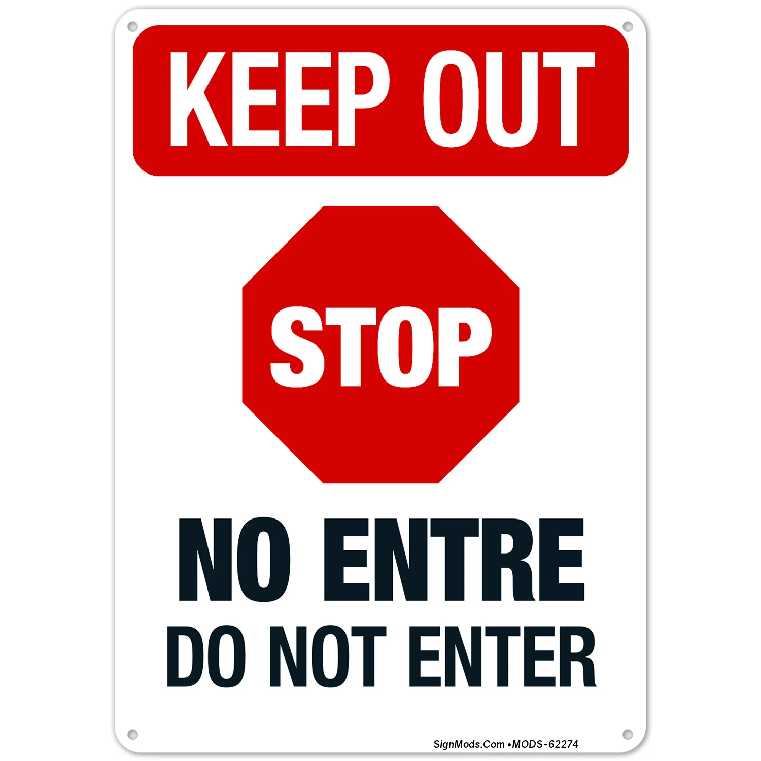 Stop Do Not Enter Bilingual Sign Stop Do Not Enter Bilingual Sign