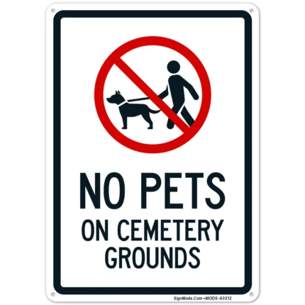 No Pets On Cemetery Grounds Sign