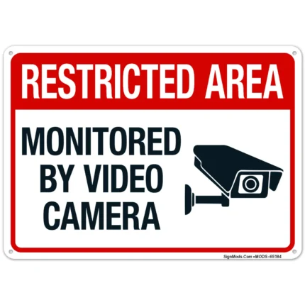 Restricted Area Monitored By Video Camera With Graphic Sign