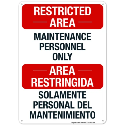 Maintenance Personnel Only Bilingual Sign
