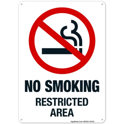 No Smoking Restricted Area Sign