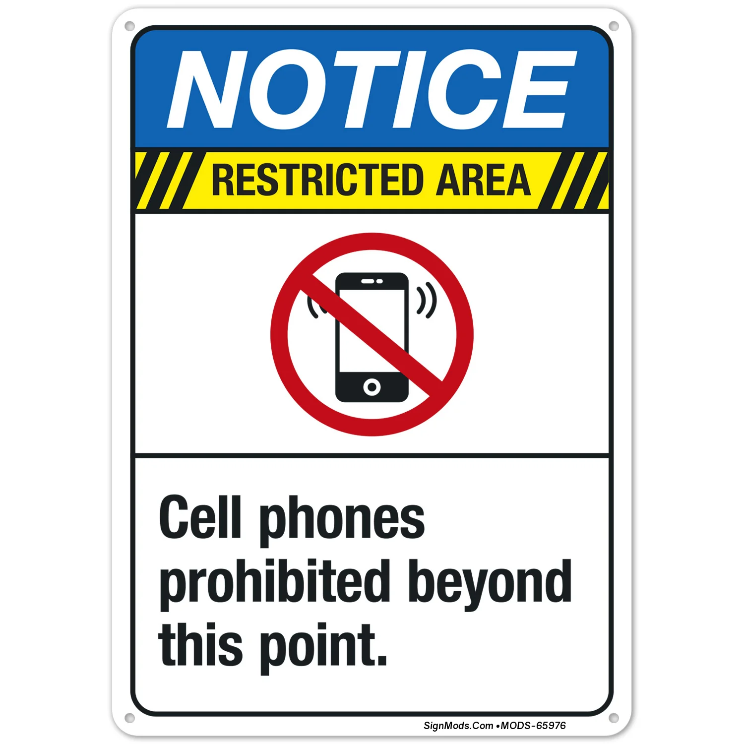 Cell Phones Prohibited Beyond This Point Sign Cell Phones Prohibited Beyond This Point Sign