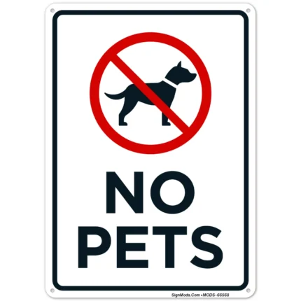 No Pets With Prohibited Graphic Sign