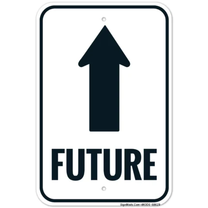 Future With Upright Arrow Indicating Direction To Planning A Happy Future Sign