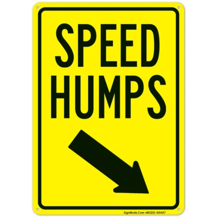 Speed Humps With Down Right Arrow Sign