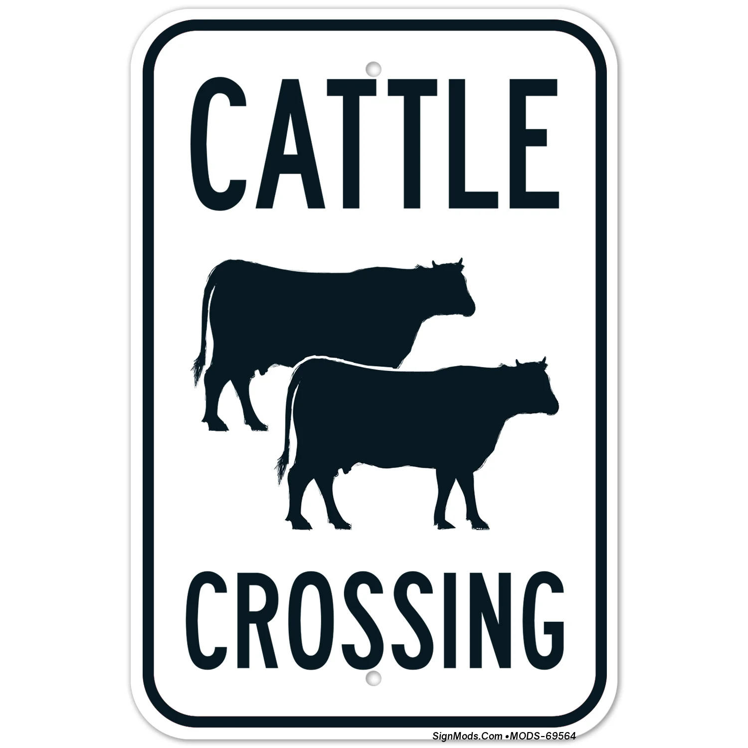 Cattle Crossing With Graphic Sign Cattle Crossing With Graphic Sign