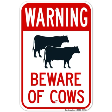 Beware Of Cows With Graphic Sign