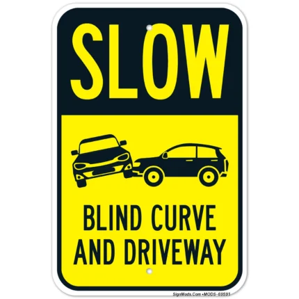 Blind Curve And Driveway Sign