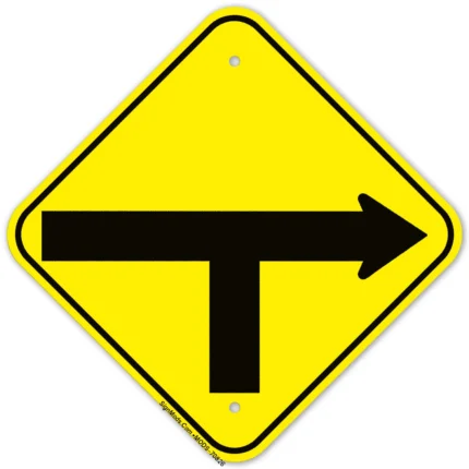 T Junction With Arrow Sign