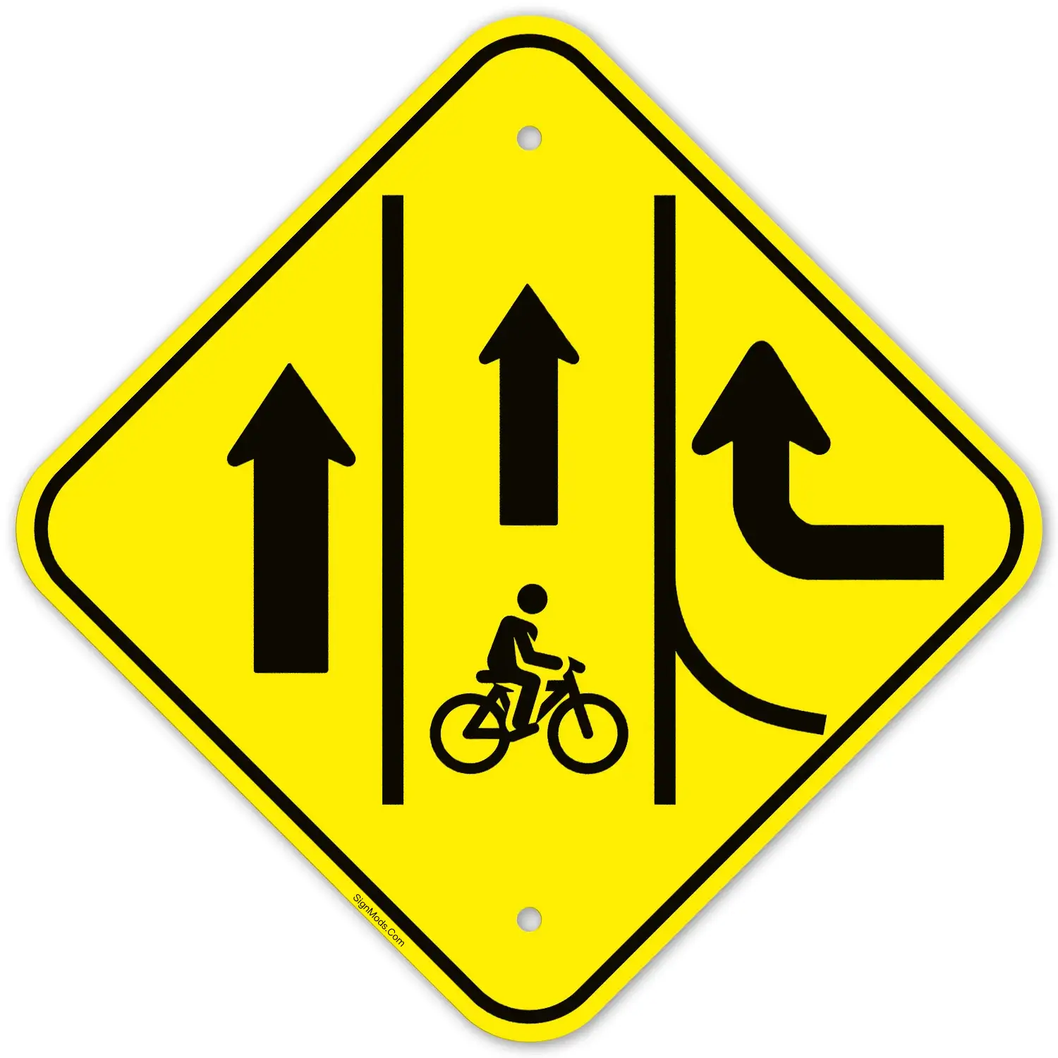 Bike Traffic Merging Sign Bike Traffic Merging Sign