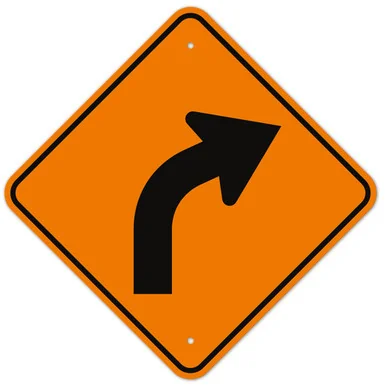 MUTCD Right Curve Orange W1-2R Sign