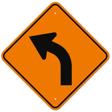 MUTCD Left Curve Orange W1-2L Sign