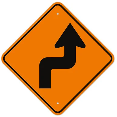 MUTCD Right Reverse Turn Orange W1-3R Sign