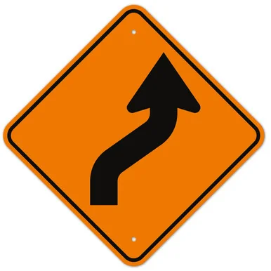 MUTCD Right Reverse Curve Orange W1-4R Sign