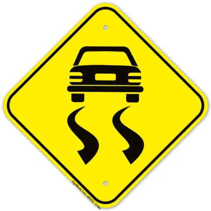 Slippery When Wet Car Graphic Sign
