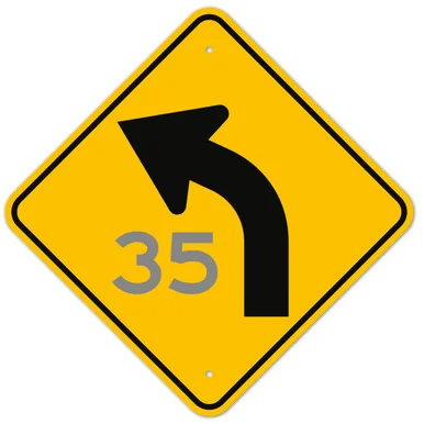 MUTCD Left Combination Curve Advisory Speed W1-2aL Sign