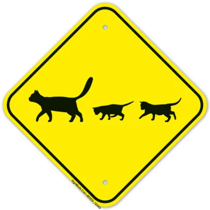 Cat With Kittens Crossing Sign