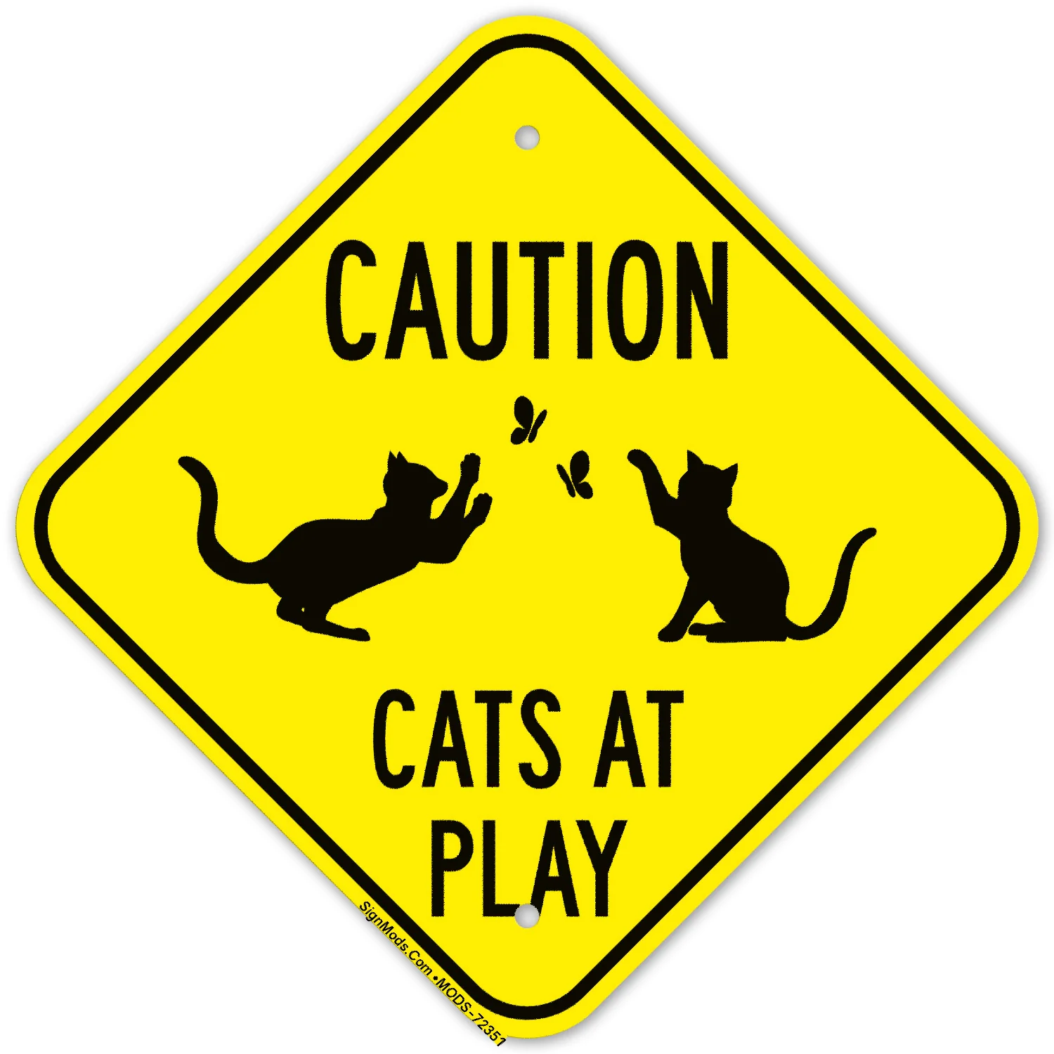 Caution Cats At Play With Graphic Sign Caution Cats At Play With Graphic Sign