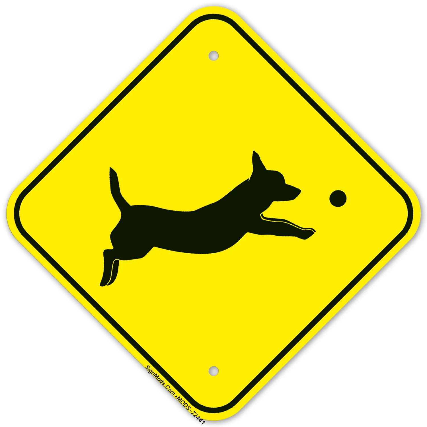 Watch For Dogs Pet Playing With Ball Graphic Sign Watch For Dogs Pet Playing With Ball Graphic Sign