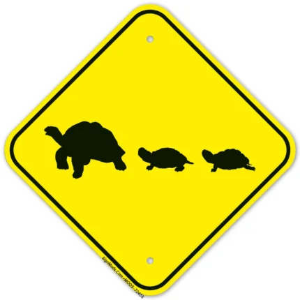 Turtle Crossing Graphic With Baby Turtle Sign