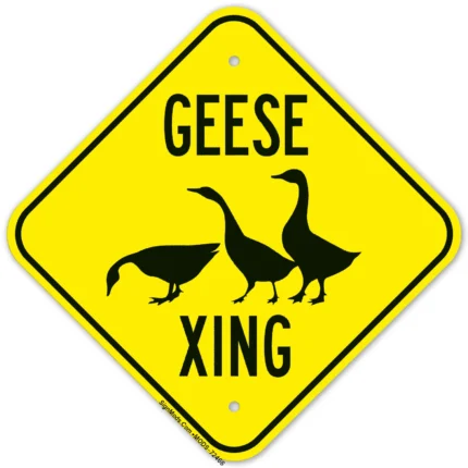 Geese Crossing With Graphic Sign