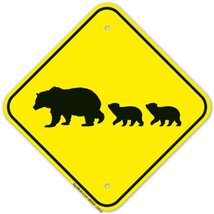 Bear Crossing With Graphic Sign