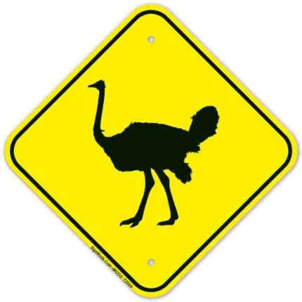 Ostrich Crossing With Graphic Sign