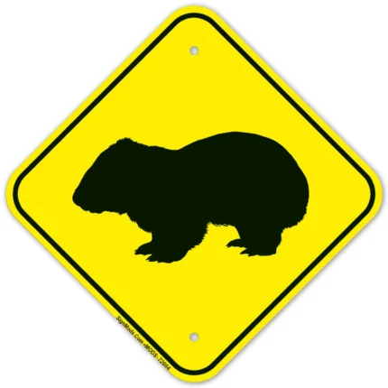 Wombat Crossing With Graphic Sign