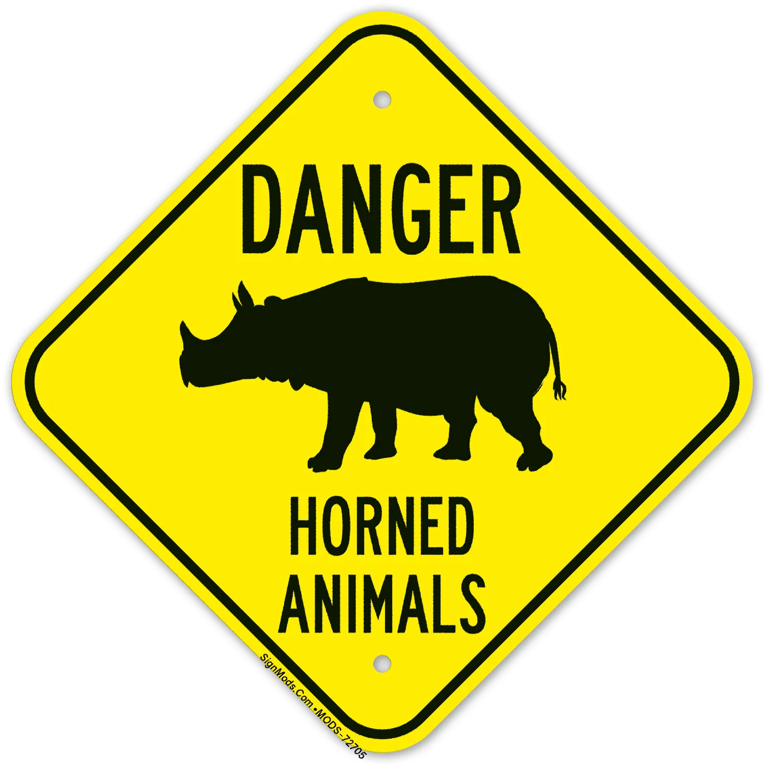 Danger Horned Animals With Graphic Sign Danger Horned Animals With Graphic Sign