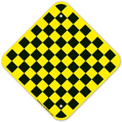 Checkerboard Traffic With Graphic Sign