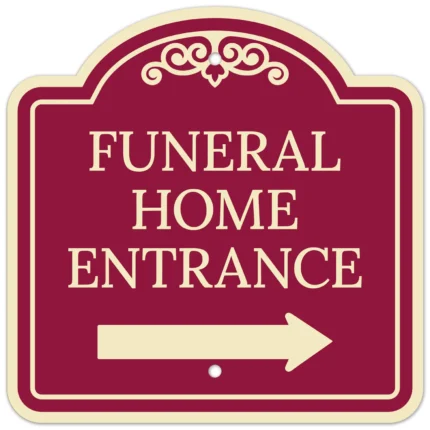 Funeral Home Entrance Right Arrow Décor Sign