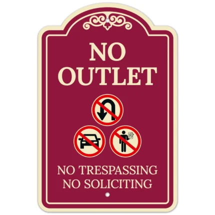 No Outlet No Trespassing Or Soliciting With No Car Décor Sign