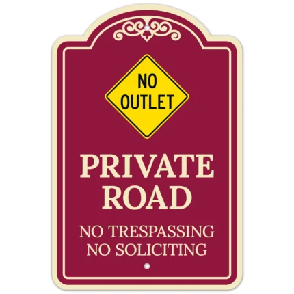 Private Road No Trespassing Or Soliciting With No Outlet Décor Sign