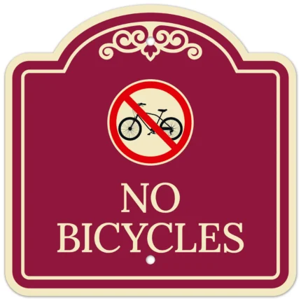 No Bicycles With Bicycle Symbol Décor Sign