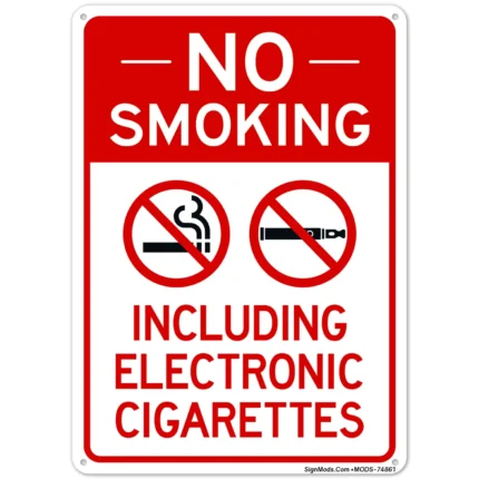 No Smoking Including Electronic Cigarettes With Graphic Sign
