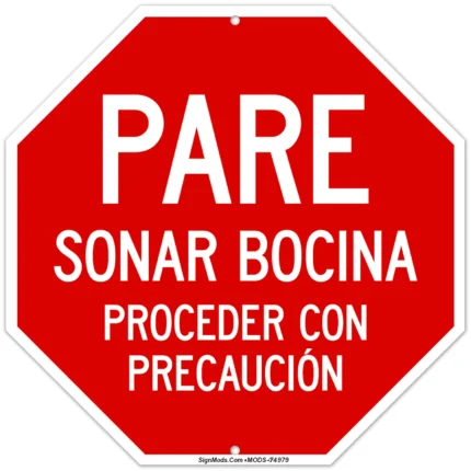 Stop Sounding Horn Proceed With Caution Sign