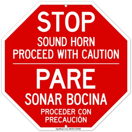 Sound Horn Proceed With Caution Sign