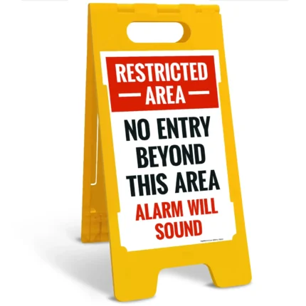 Restricted Area No Entry Beyond This Area Alarm Will Sound Sidewalk Sign Kit