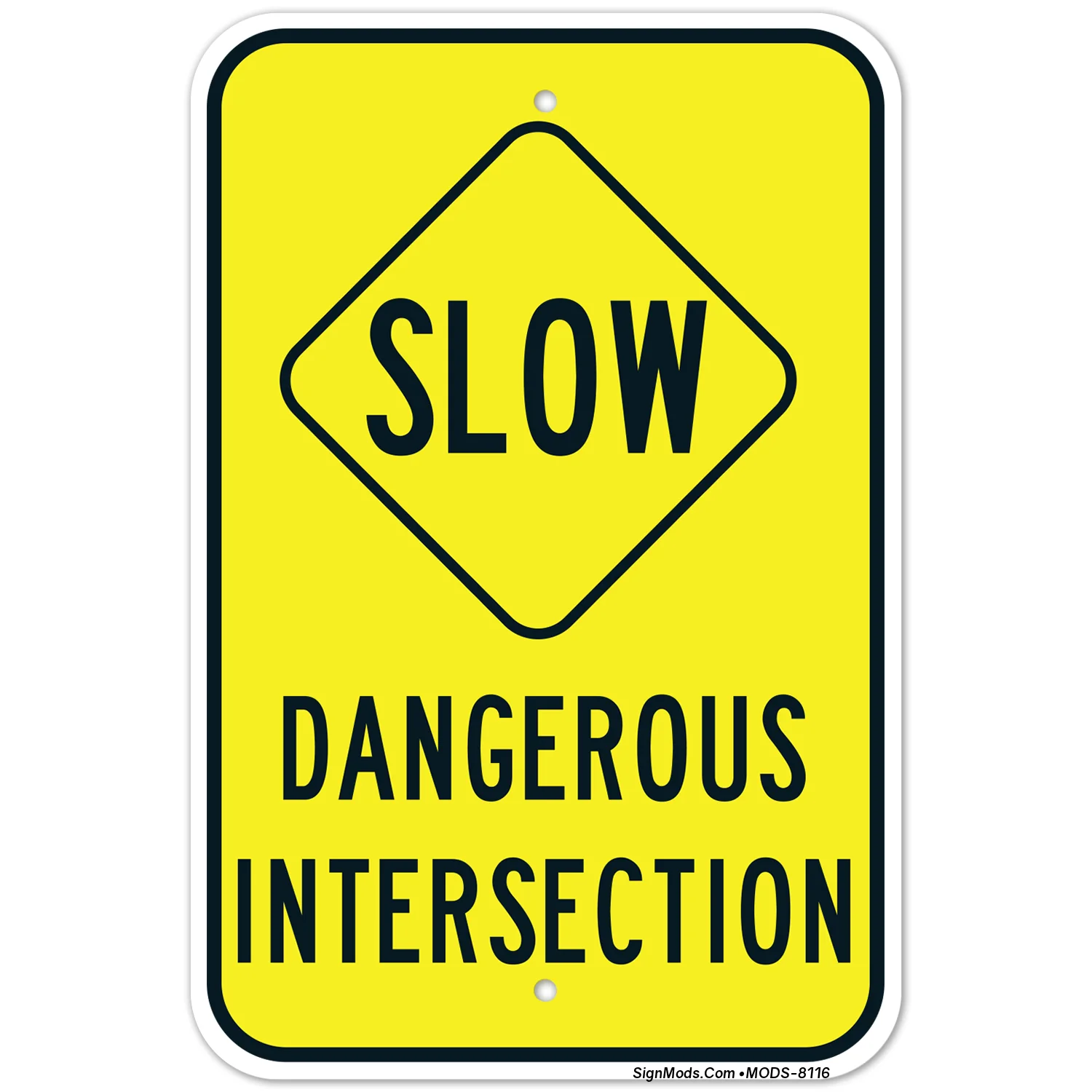 Dangerous Intersection With Slow Symbol Sign Dangerous Intersection With Slow Symbol Sign